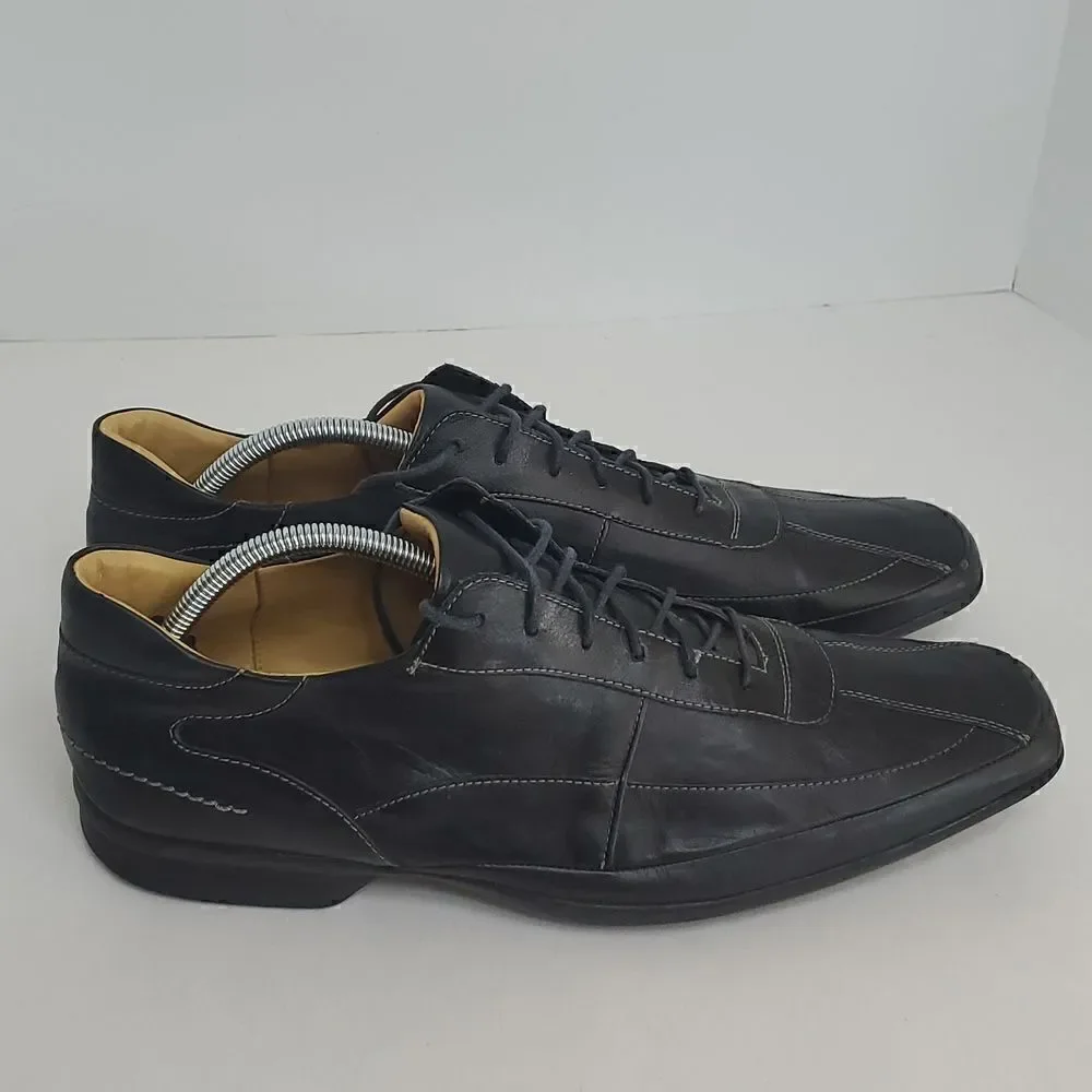Sandro Kurt 2214 Men's Black Leather Lace up Comfort Oxfords Shoes Size 12D